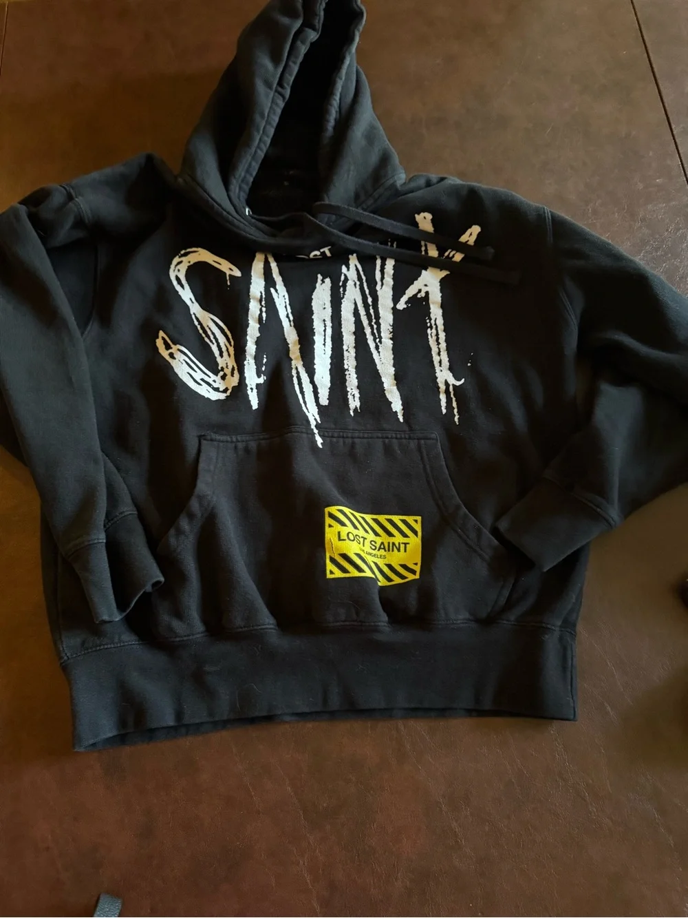 Men’s Black Hoodie with Bold White Logo